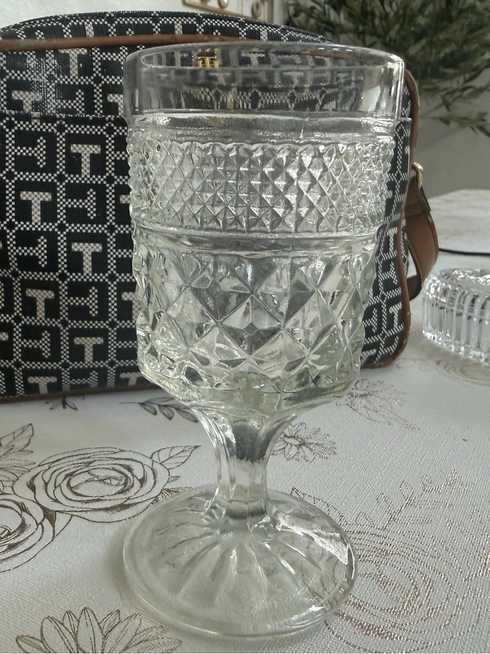 Vintage Anchor Hocking Wexford Clear Cut Glass Goblets - Set of 4, Elegant Foote